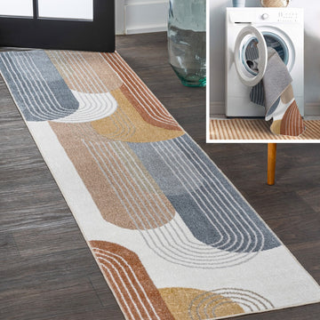 Arches Contemporary Minimalist Machine-washable Area Rug